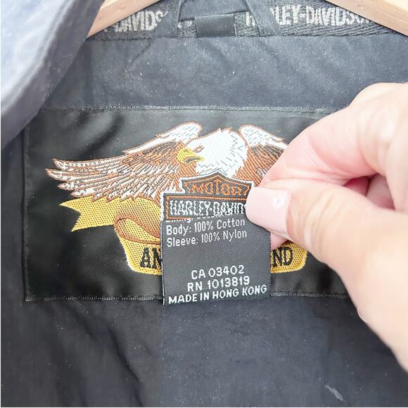 Harley Davidson Black Spell Out Jacket Sz L - Picture 4 of 11